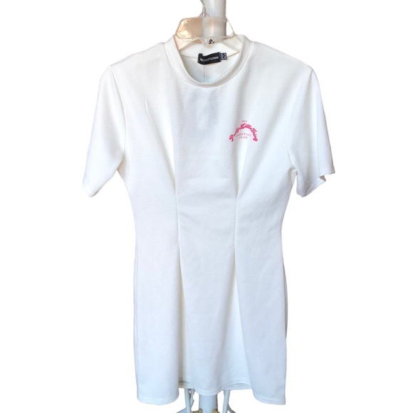 Pretty little things white fitted dress size 6 waffle knit textured mini length - Picture 1 of 9